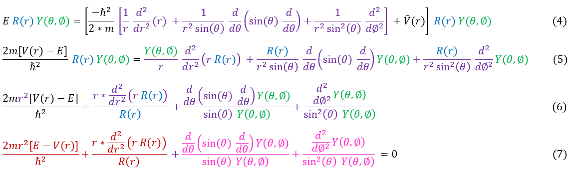 Schrödinger Equation (Spherical Coordinates): Separation of Variables